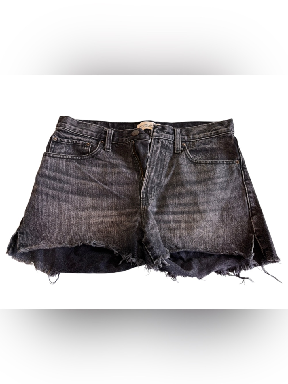 Abercrombie Mid Rise Boyfriend Shorts Washed Black Denim Cutoffs Shorts